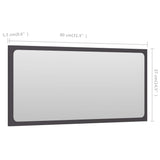 Bathroom Mirror Grey 80x1.5x37 cm Engineered Wood - 45-Degree Angle