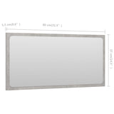 Bathroom Mirror Concrete Grey 80x1.5x37 cm Engineered Wood - 45-Degree Angle
