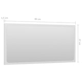 Bathroom Mirror High Gloss White 80x1.5x37 cm Engineered Wood - 45-Degree Angle