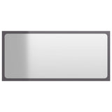Bathroom Mirror High Gloss Grey 80x1.5x37 cm Engineered Wood - Front View