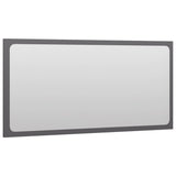 Bathroom Mirror High Gloss Grey 80x1.5x37 cm Engineered Wood - Side View