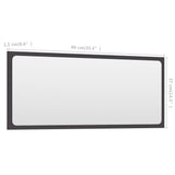 Bathroom Mirror Grey 90x1.5x37 cm Engineered Wood - 45-Degree Angle
