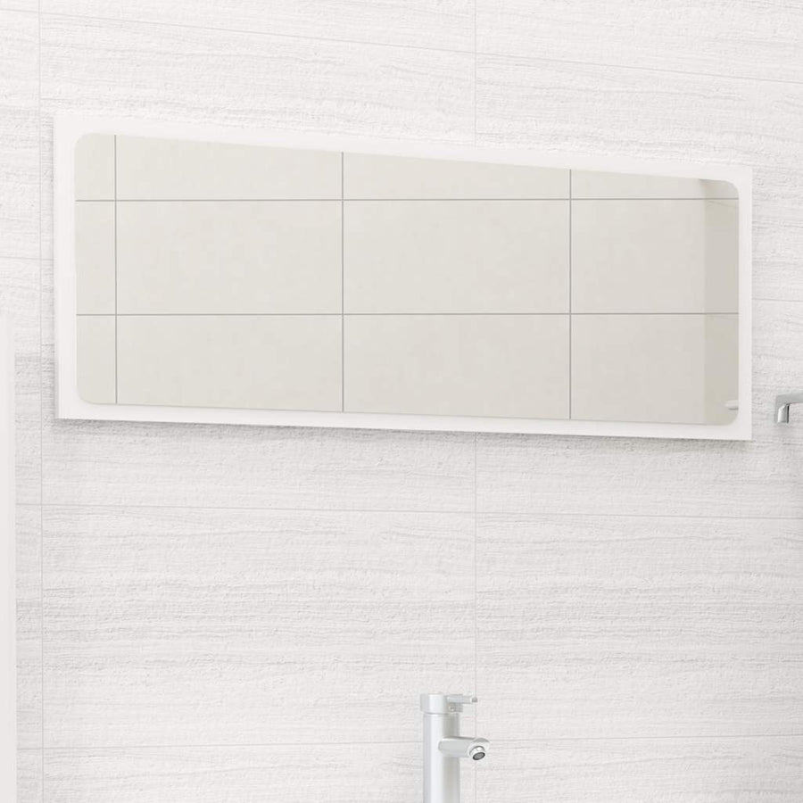 Bathroom Mirror High Gloss White 90x1.5x37 cm Engineered Wood