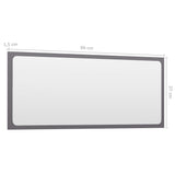 Bathroom Mirror High Gloss Grey 90x1.5x37 cm Engineered Wood - 45-Degree Angle