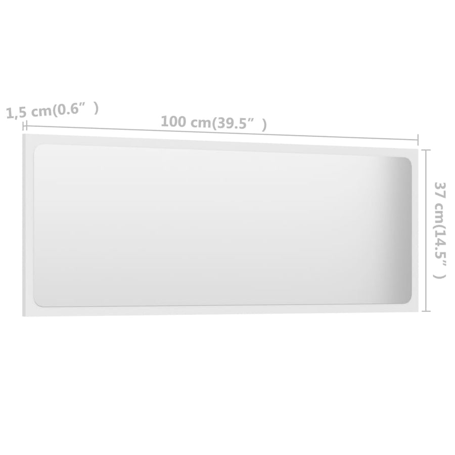 Bathroom Mirror White 100x1.5x37 cm Engineered Wood
