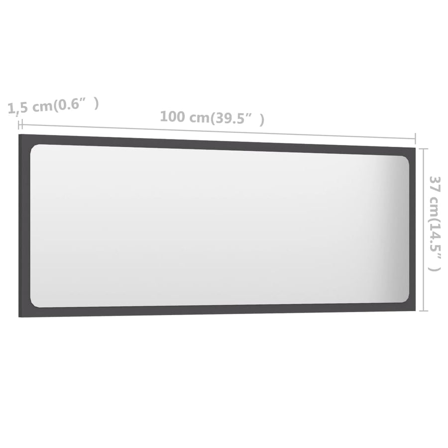 Bathroom Mirror Grey 100x1.5x37 cm Engineered Wood