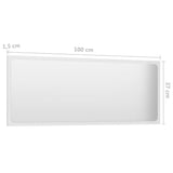 Bathroom Mirror High Gloss White 100x1.5x37 cm Engineered Wood - 45-Degree Angle