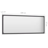 Bathroom Mirror High Gloss Grey 100x1.5x37 cm Engineered Wood