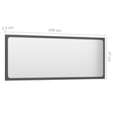Bathroom Mirror High Gloss Grey 100x1.5x37 cm Engineered Wood - 45-Degree Angle