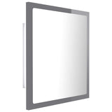 LED Bathroom Mirror High Gloss Grey 40x8.5x37 cm Acrylic - Low Angle