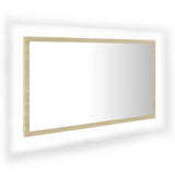LED Bathroom Mirror Sonoma Oak 80x8.5x37 cm Acrylic - Front View
