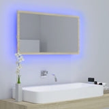 LED Bathroom Mirror Sonoma Oak 80x8.5x37 cm Acrylic - Side View
