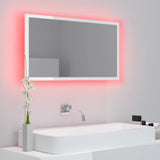 LED Bathroom Mirror High Gloss White 80x8.5x37 cm Acrylic - 45-Degree Angle
