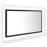LED Bathroom Mirror High Gloss Black 80x8.5x37 cm Acrylic - Front View