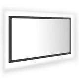 LED Bathroom Mirror High Gloss Grey 80x8.5x37 cm Acrylic - Front View
