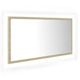 LED Bathroom Mirror Sonoma Oak 90x8.5x37 cm Acrylic - Front View
