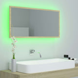 LED Bathroom Mirror Sonoma Oak 90x8.5x37 cm Acrylic - Extra Image