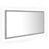 LED Bathroom Mirror Concrete Grey 90x8.5x37 cm Acrylic - Front View