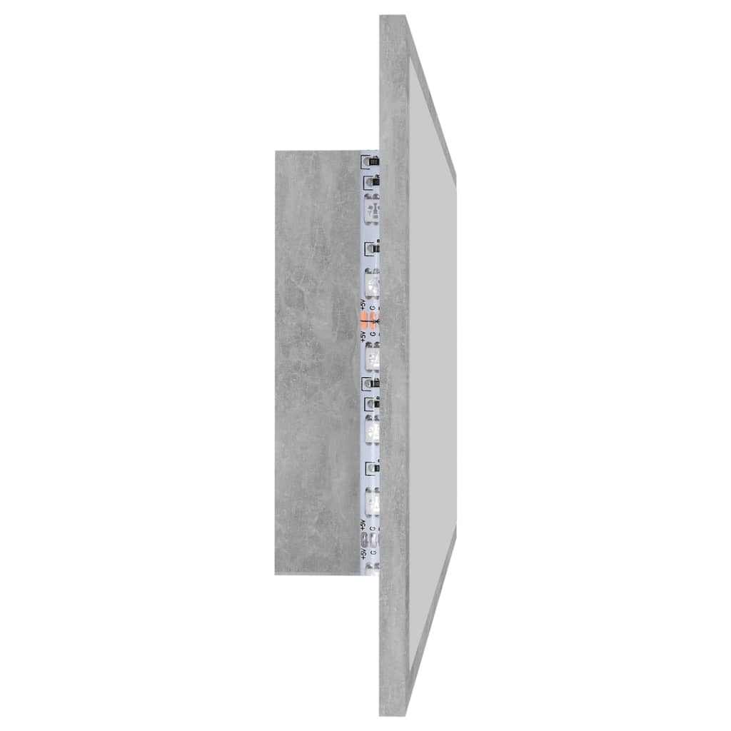 LED Bathroom Mirror Concrete Grey 90x8.5x37 cm Acrylic