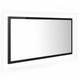 LED Bathroom Mirror High Gloss Black 90x8.5x37 cm Acrylic - Front View