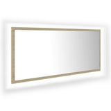 LED Bathroom Mirror Sonoma Oak 100x8.5x37 cm Acrylic - Front View