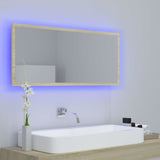 LED Bathroom Mirror Sonoma Oak 100x8.5x37 cm Acrylic - Side View