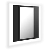 LED Bathroom Mirror Cabinet High Gloss Black 40x12x45 cm Acrylic - Front View