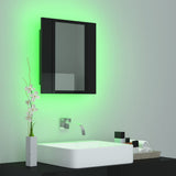 LED Bathroom Mirror Cabinet High Gloss Black 40x12x45 cm Acrylic - 45-Degree Angle