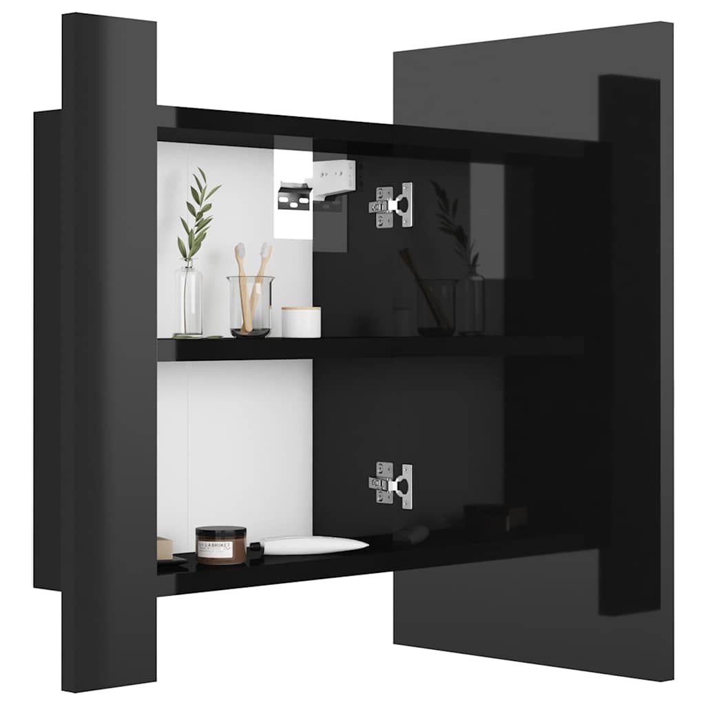 LED Bathroom Mirror Cabinet High Gloss Black 40x12x45 cm Acrylic