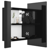 LED Bathroom Mirror Cabinet High Gloss Black 40x12x45 cm Acrylic - Close-Up Angle
