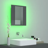 LED Bathroom Mirror Cabinet High Gloss Grey 40x12x45 cm Acrylic - 45-Degree Angle