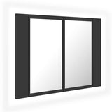 LED Bathroom Mirror Cabinet Grey 60x12x45 cm Acrylic - Front View