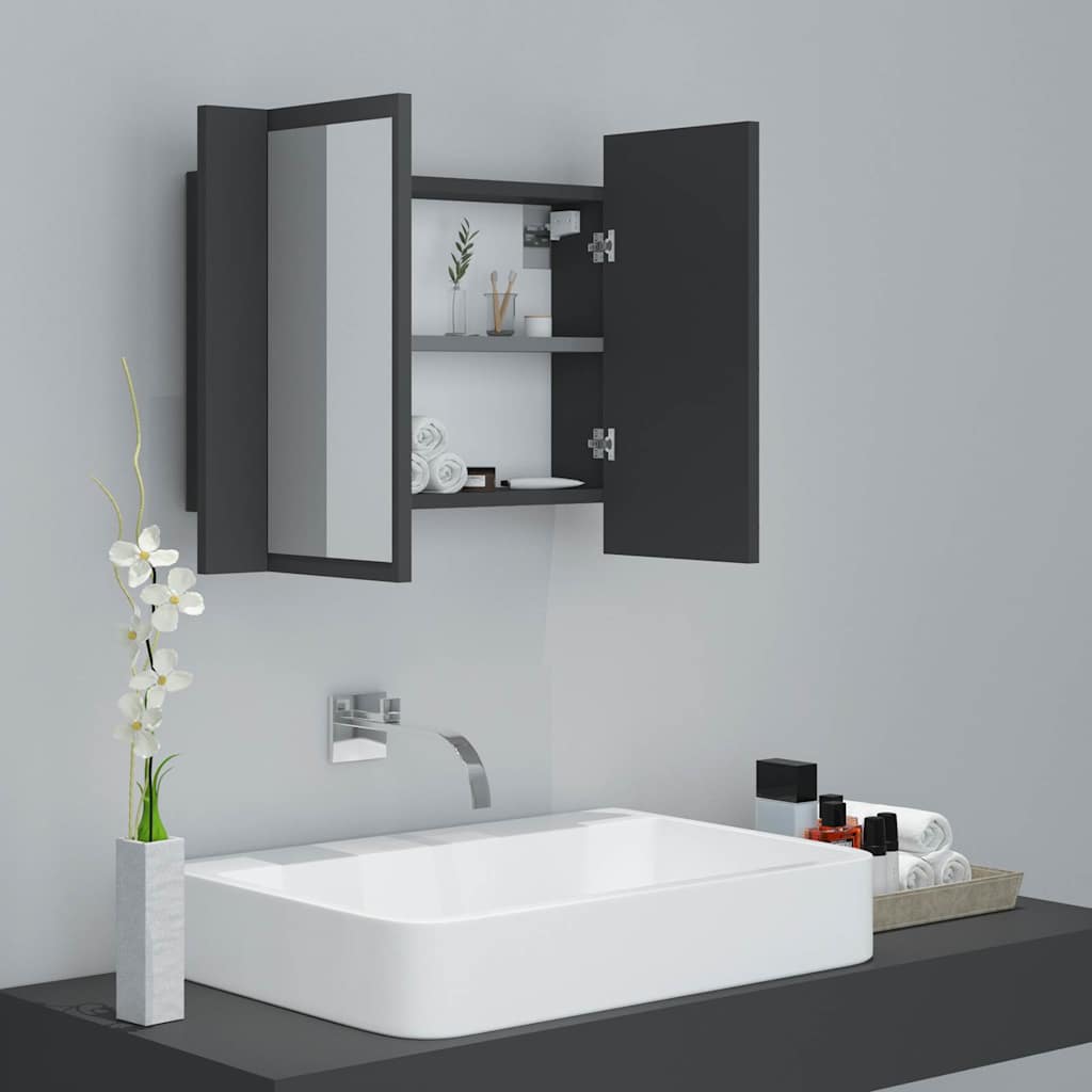 LED Bathroom Mirror Cabinet Grey 60x12x45 cm Acrylic