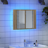 LED Bathroom Mirror Cabinet Sonoma Oak 60x12x45 cm Acrylic - Side View