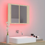 LED Bathroom Mirror Cabinet Sonoma Oak 60x12x45 cm Acrylic - Top-Down View