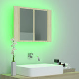 LED Bathroom Mirror Cabinet Sonoma Oak 60x12x45 cm Acrylic - 45-Degree Angle