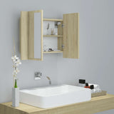 LED Bathroom Mirror Cabinet Sonoma Oak 60x12x45 cm Acrylic - Rear View
