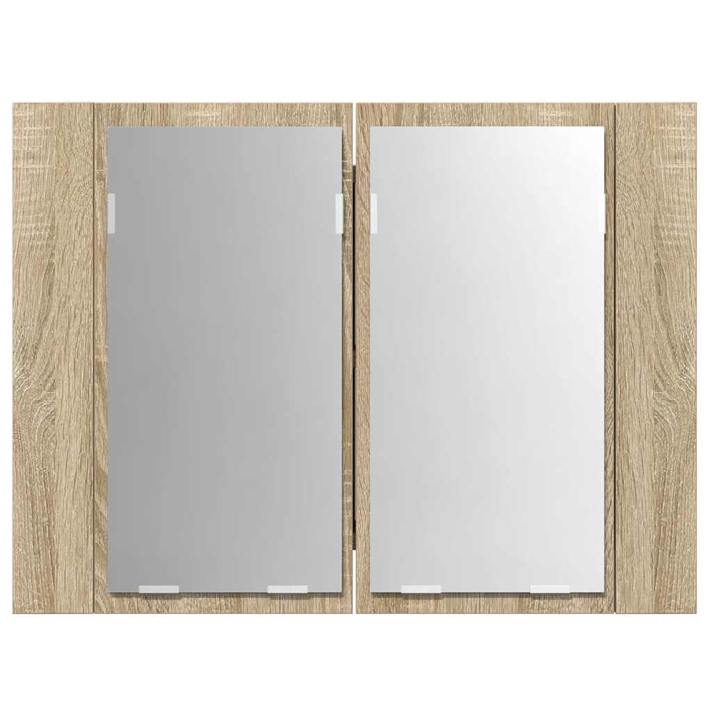 LED Bathroom Mirror Cabinet Sonoma Oak 60x12x45 cm Acrylic