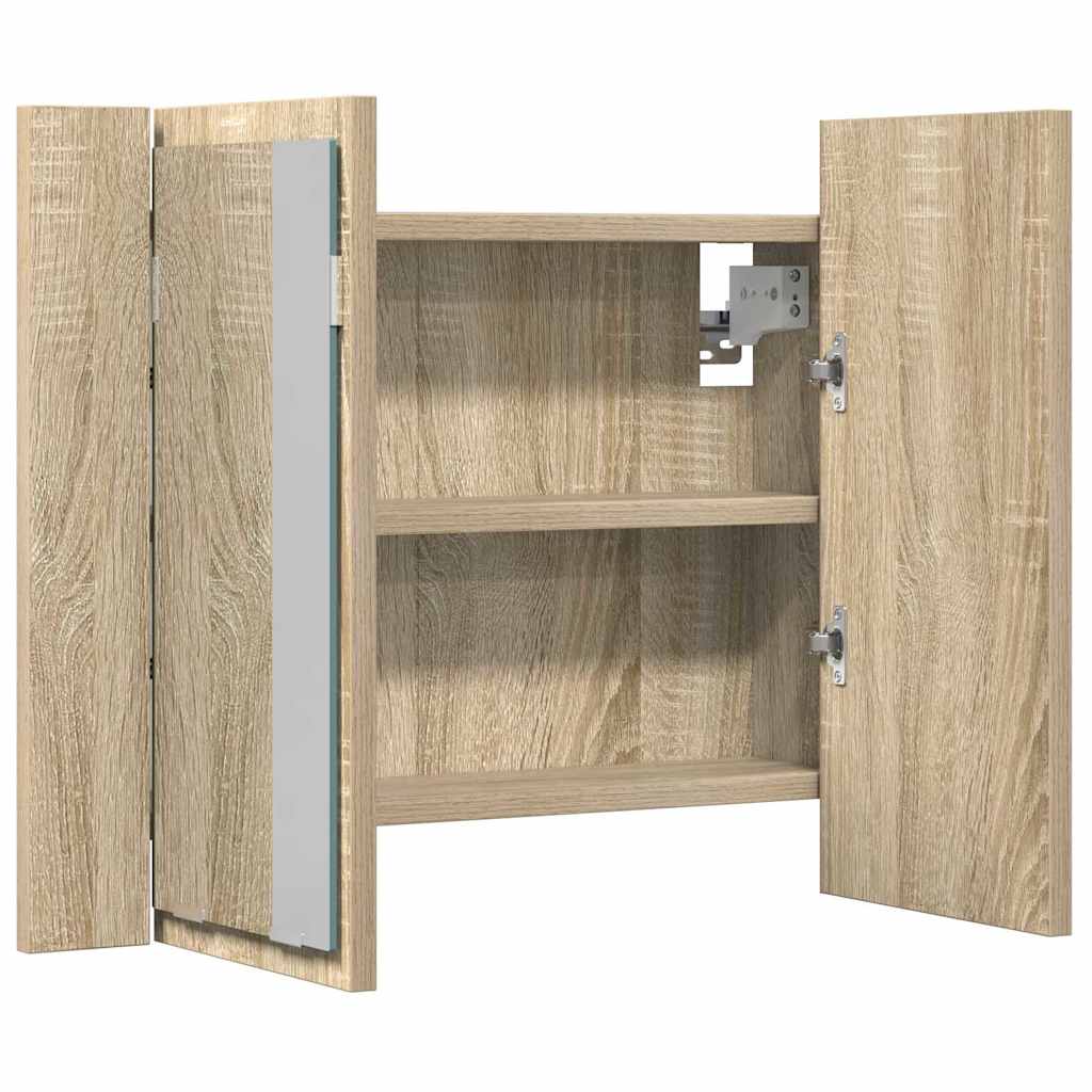 LED Bathroom Mirror Cabinet Sonoma Oak 60x12x45 cm Acrylic