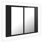LED Bathroom Mirror Cabinet High Gloss Black 60x12x45 cm Acrylic
