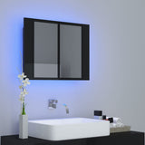 LED Bathroom Mirror Cabinet High Gloss Black 60x12x45 cm Acrylic - Side View