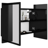 LED Bathroom Mirror Cabinet High Gloss Black 60x12x45 cm Acrylic - Close-Up Angle