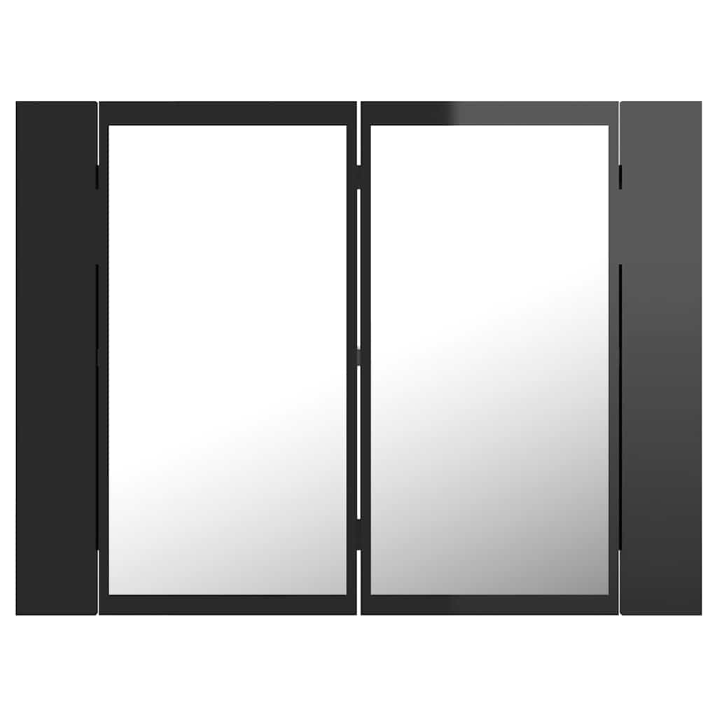 LED Bathroom Mirror Cabinet High Gloss Black 60x12x45 cm Acrylic