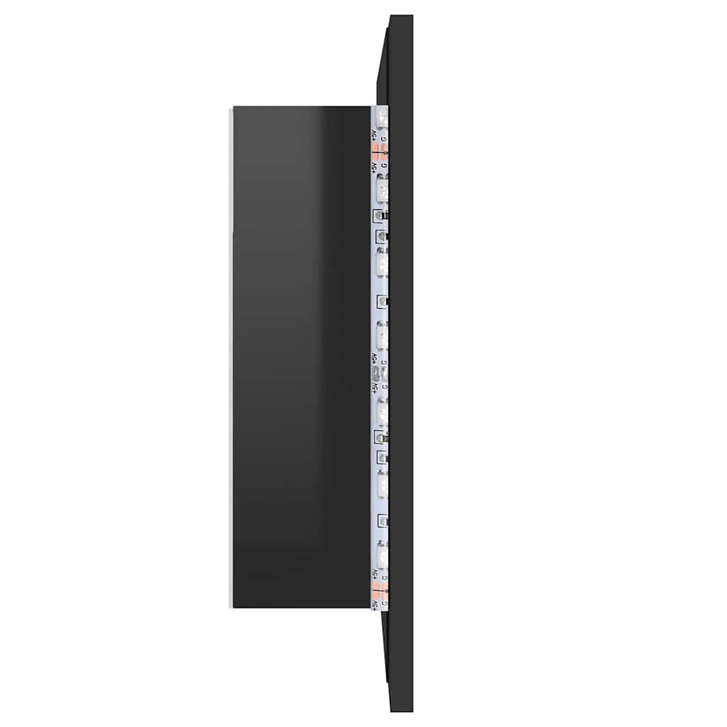 LED Bathroom Mirror Cabinet High Gloss Black 60x12x45 cm Acrylic