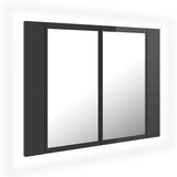 LED Bathroom Mirror Cabinet High Gloss Grey 60x12x45 cm Acrylic - Front View