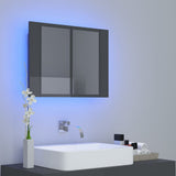 LED Bathroom Mirror Cabinet High Gloss Grey 60x12x45 cm Acrylic - Side View