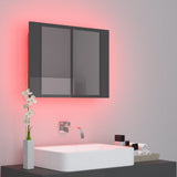 LED Bathroom Mirror Cabinet High Gloss Grey 60x12x45 cm Acrylic - 45-Degree Angle