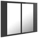 LED Bathroom Mirror Cabinet High Gloss Grey 60x12x45 cm Acrylic - Low Angle