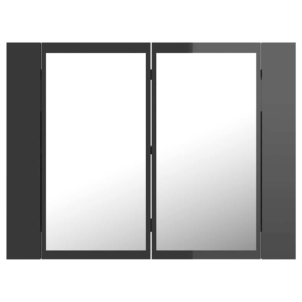 LED Bathroom Mirror Cabinet High Gloss Grey 60x12x45 cm Acrylic