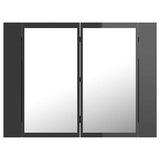 LED Bathroom Mirror Cabinet High Gloss Grey 60x12x45 cm Acrylic
